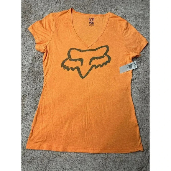 Fox Racing Women’s Wrath V-Neck Tee Short Sleeve T-Shirt Orange Top - Picture 13 of 16